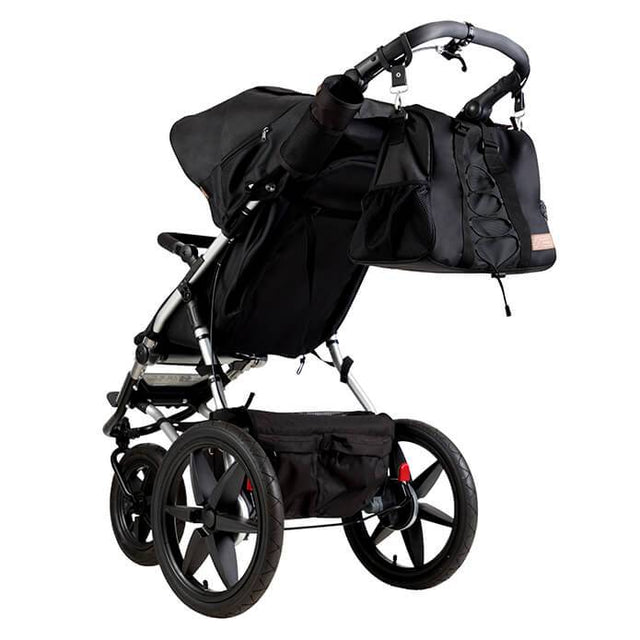 Mountain Buggy terrain stroller in onyx black colour with matching onyx black coloured satchel_onyx