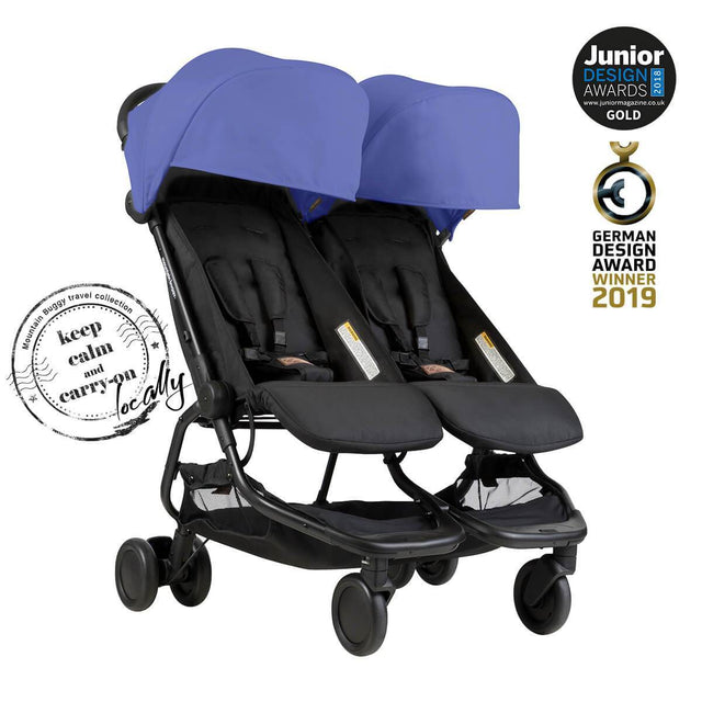 Mountain Buggy nano duo double lightweight buggy is a Junior Design and German Design award winner in colour nautical blue_nautical blue