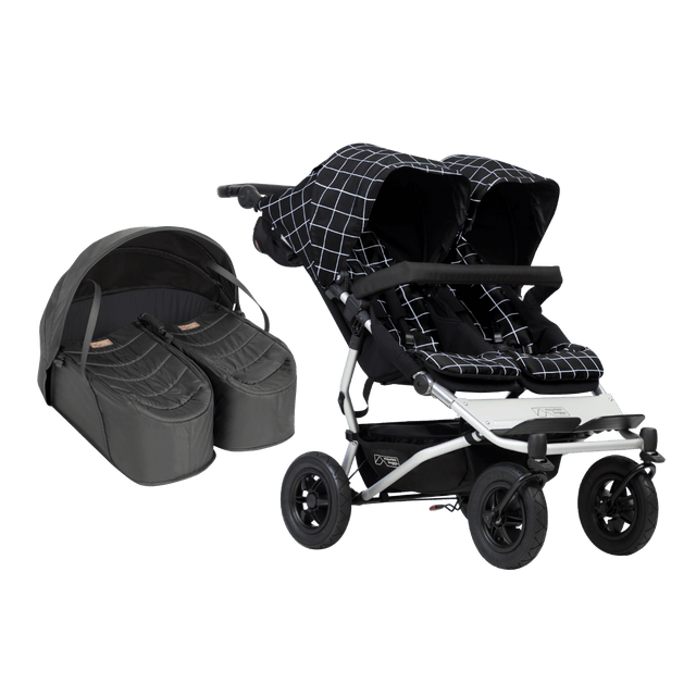 Mountain Buggy duet stroller with cocoon for twins bundle showing both items as a package