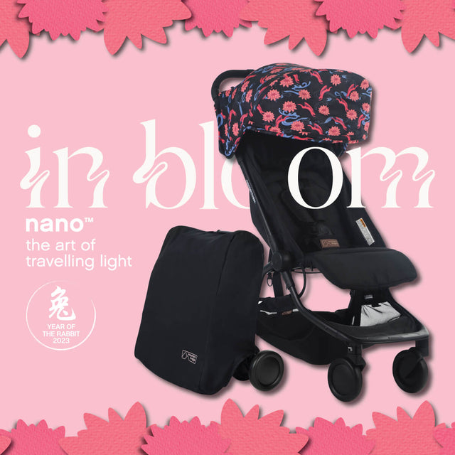 mountain buggy nano travel pram toddler mode banner - limited edition year of the rabbit fabric 2023_year-of-rabbit