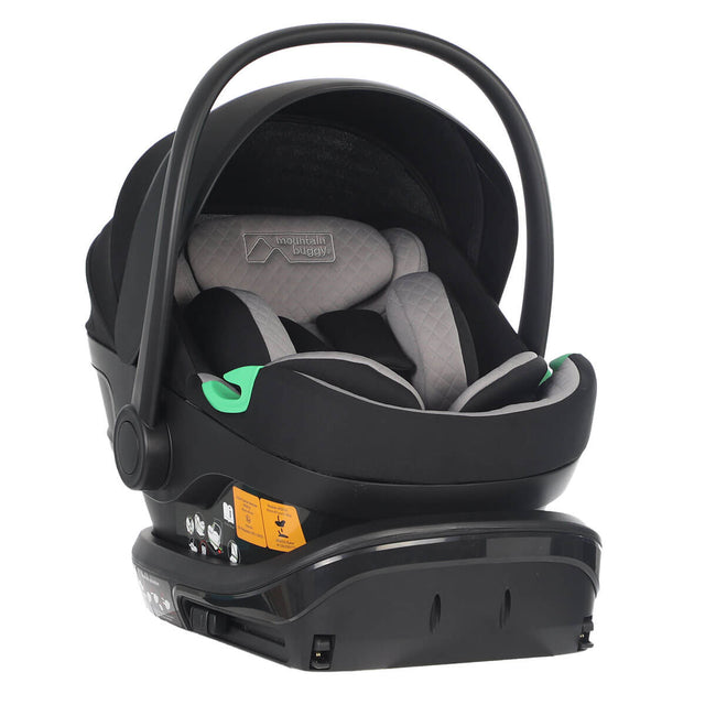 Mountain Buggy protect i-size infant car seat capsule with isofix base threequarter shot