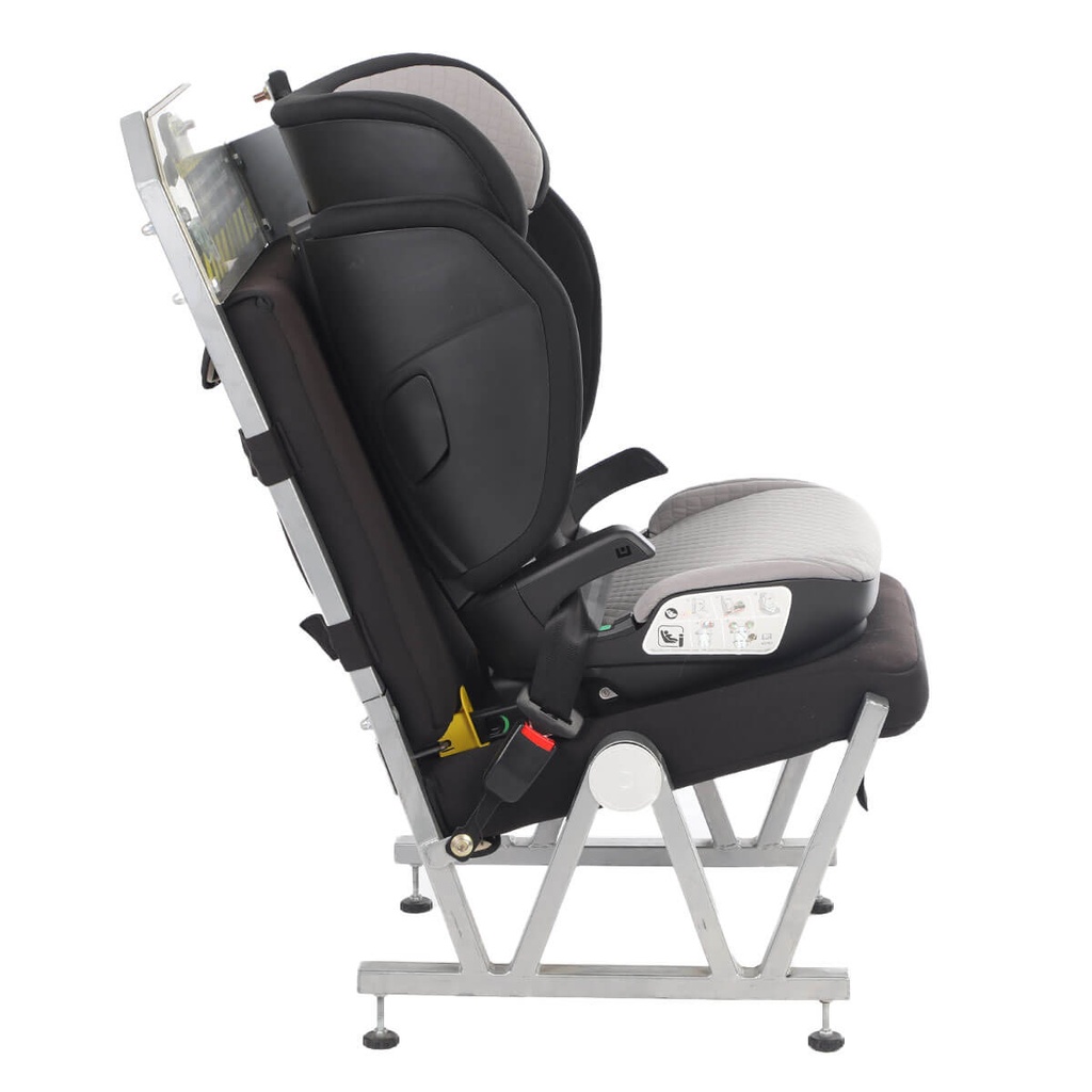 haven i-size booster seat side view mounted on installation base